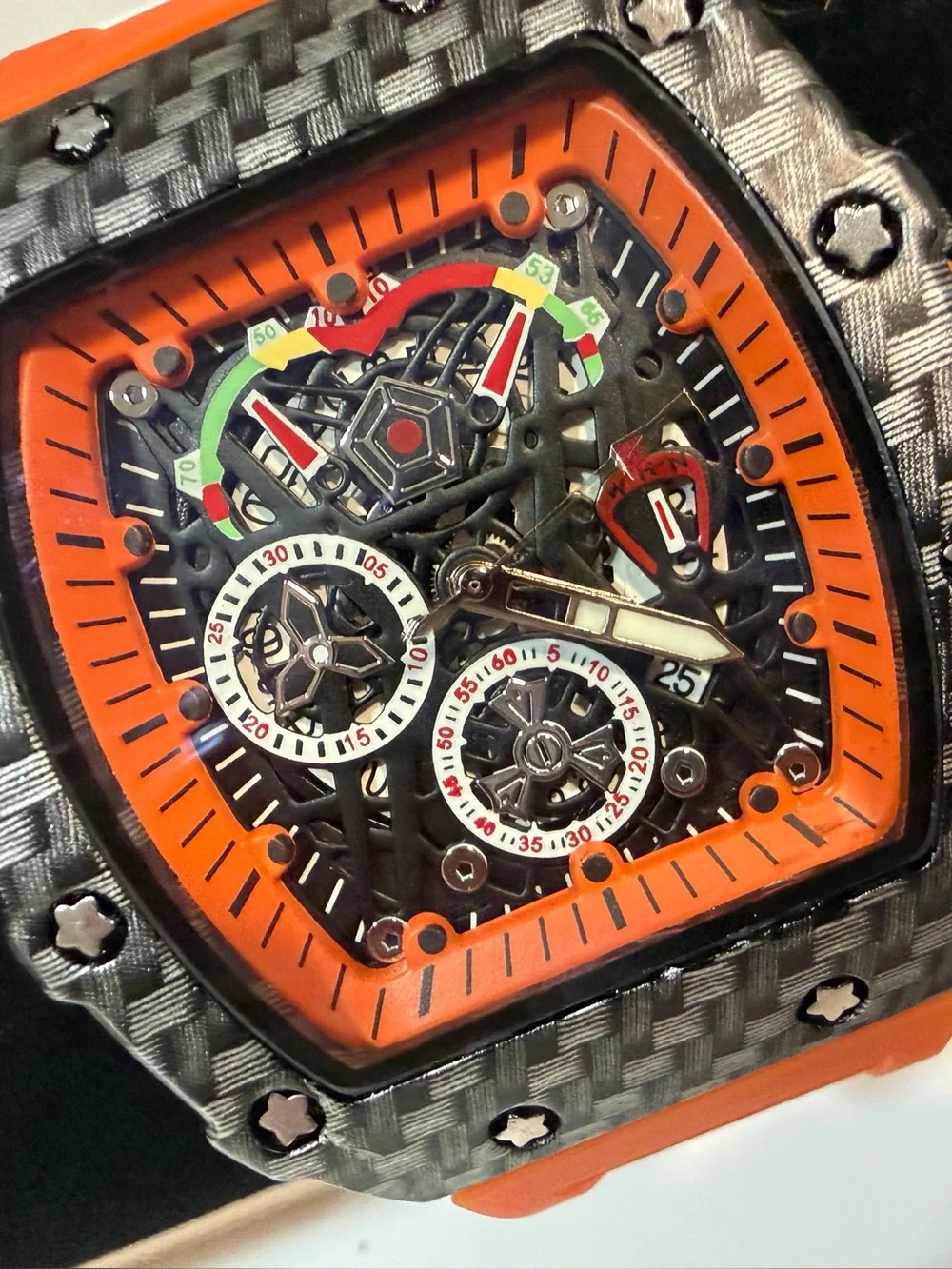 Orange Sports Skeleton Dial Smart-style Watch